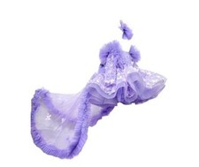 Purple Fairy Tulle Dress for Girls with Ruffles, Sequin, Bow, Butterfly Appliqu