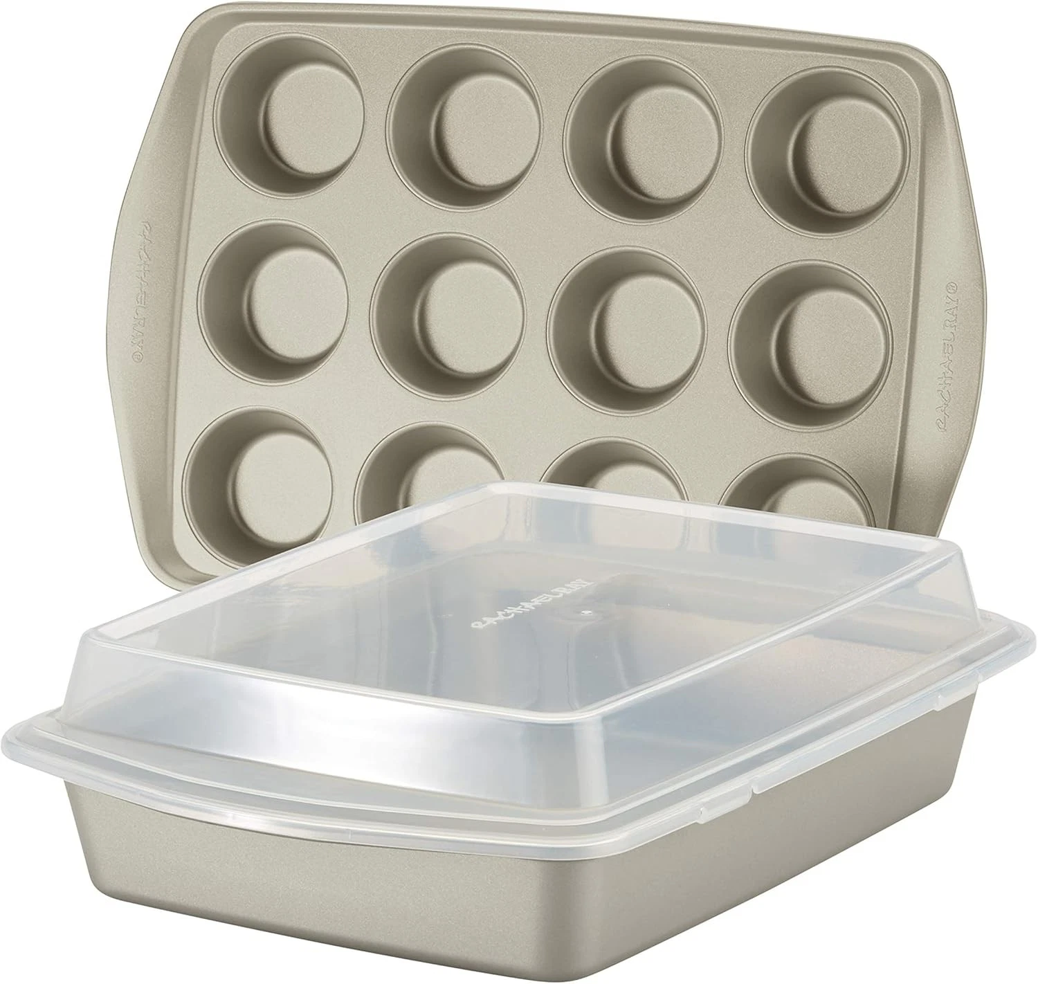 Nonstick Bakeware Set without Grips includes Nonstick Baking Pan W/ Lid & Muffin