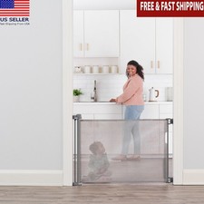 Retractable Baby Gate Wall Mounts Adjustable Safety Home Durable Easy Install