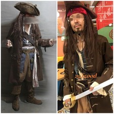 Halloween Adult Jack Sparrow Costume Pirates of the Caribbean Cosplay Outfits