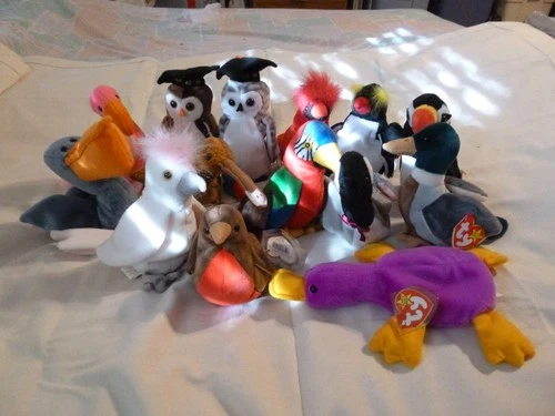 14 Ty Beanie Babies Retired Vintage Lot 90s-2000s, All Birds New with Tags
