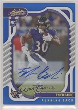 2022 Panini Absolute Rookies Spectrum Blue Signatures 7/35 Tyler Badie Auto n0c