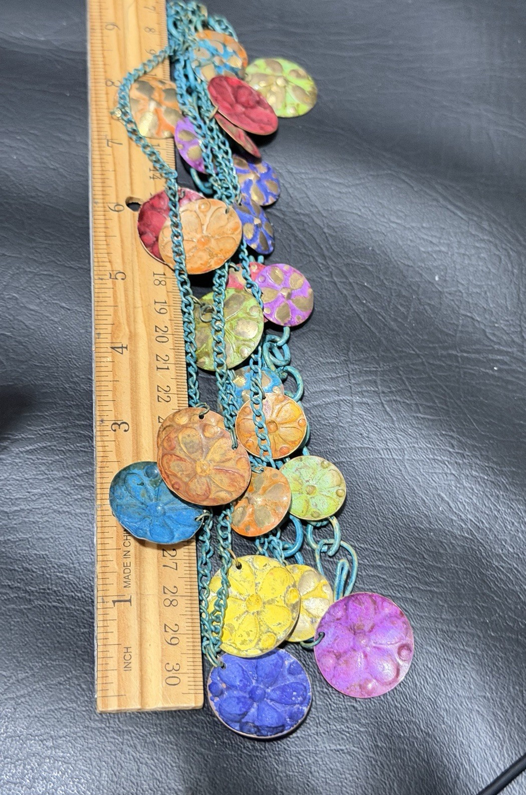 Artisan Multicolor Hammered Disc Statement Neckla… - image 10