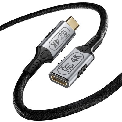 2FT USBC 3.2 Extension Cable 100W 20Gbps 4K Video Female To Male Thunderbolt