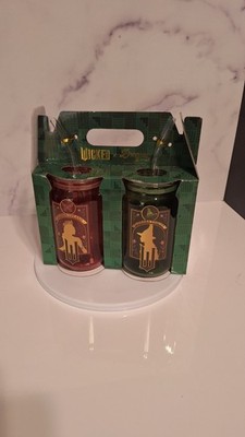 Wicked Dragon Glinda And Elphaba Drinking Glass Set With Lid And Straw BRAND NEW