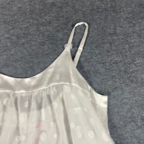 Oscar de La Renta Nightgown Womens Large White Slip On Nightie Sheer Polka Dots - Picture 2 of 10