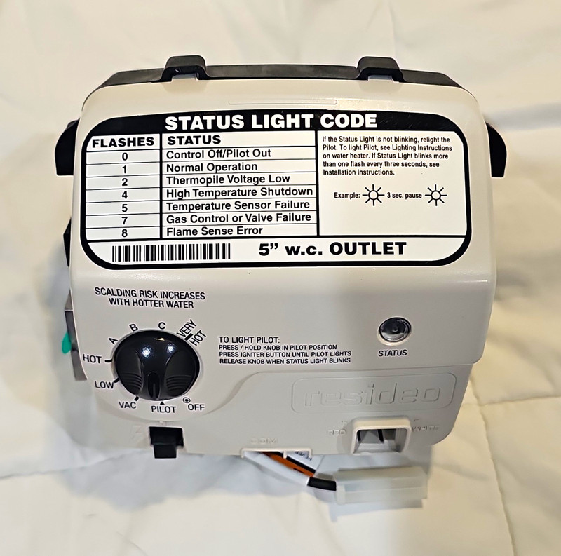 Resideo Water Heater Gas Control Valve NG WT8840B1000 5" W.C. Status Light