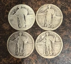 Lot of 4 United States Standing Liberty Quarters 25 cents silver no dates #1