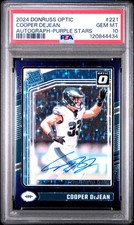 2024 Panini Donruss Optic Cooper Dejean #221 Autograph Purple Stars PSA 10