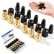 Dopkiut Brass Presta to Schrader Valve Adapter 6 Pack, Universal Brass/Gold