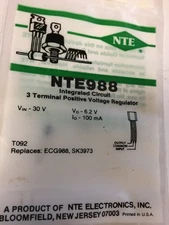 NTE 988 IC 3 TERMINAL POSITIVE VOLTAGE REGULATOR  NEW