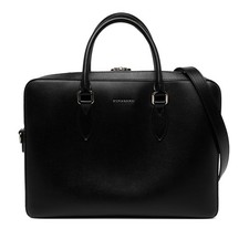 Burberry Small Leather Hambleton Briefcase Pre-Loved Black