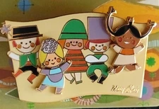 WDI Small World Children (1) Futuristic Tomorrowland Mural 1967 Pin~#47760~NEW!