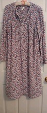 Aria nightgown long lightweight poly spandex fleece pink blue floral pockets XL
