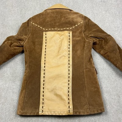 Vintage 70s Pioneer Wear Suede Leather Jacket Sz 38 Sherpa Lined