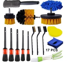 17PC Car Detailing Brush Tools Kit Vehicle Auto Engine Wheel Washing Cleaner Se)
