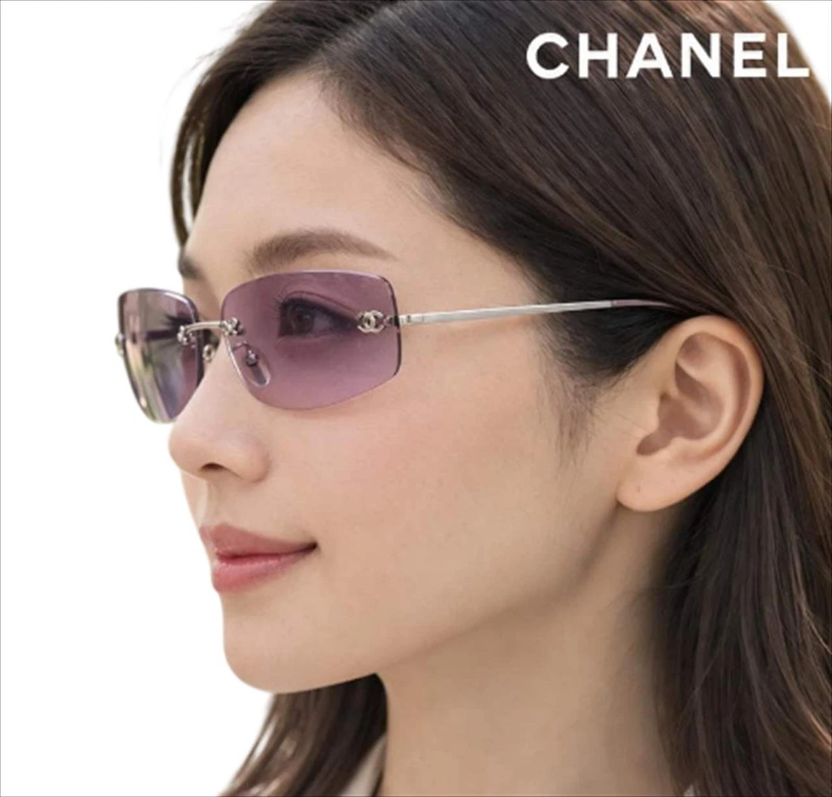 CHANEL Rimless Sunglasses 4002 c.124/76 57/19 130 Lenses: Pink
