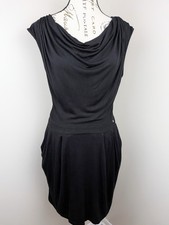 Guess Little Black Dress Lace Back Large Pockets Cowl Neck Sleeveless Knit