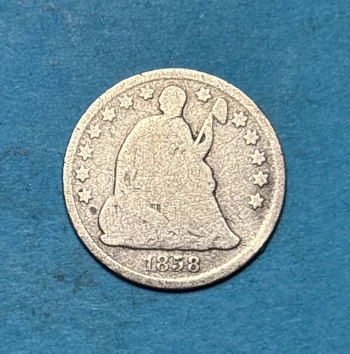 (1) Beautiful Antique 1858 Seated Liberty Half Dime G-GOOD NICE FILLER