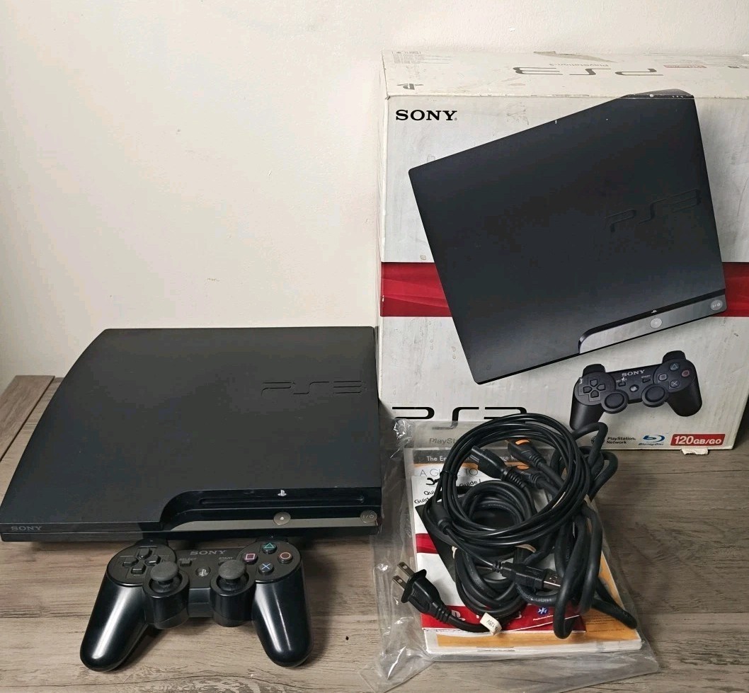 PlayStation 3 PS3 Slim CECH-2001A 120GB Console Complete In Box Tested