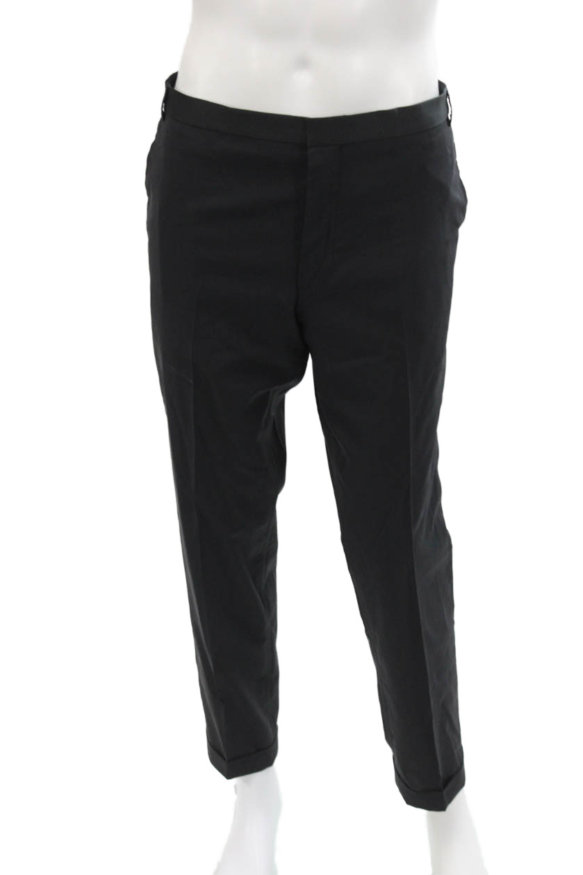 Boss Hugo Boss Mens Slim Leg Creased Herwi Dress Pants Black Wool Size 40