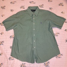 Polo Ralph Lauren Blake Button Down Short Sleeve Shirt Mens XL Green Plaid Pony