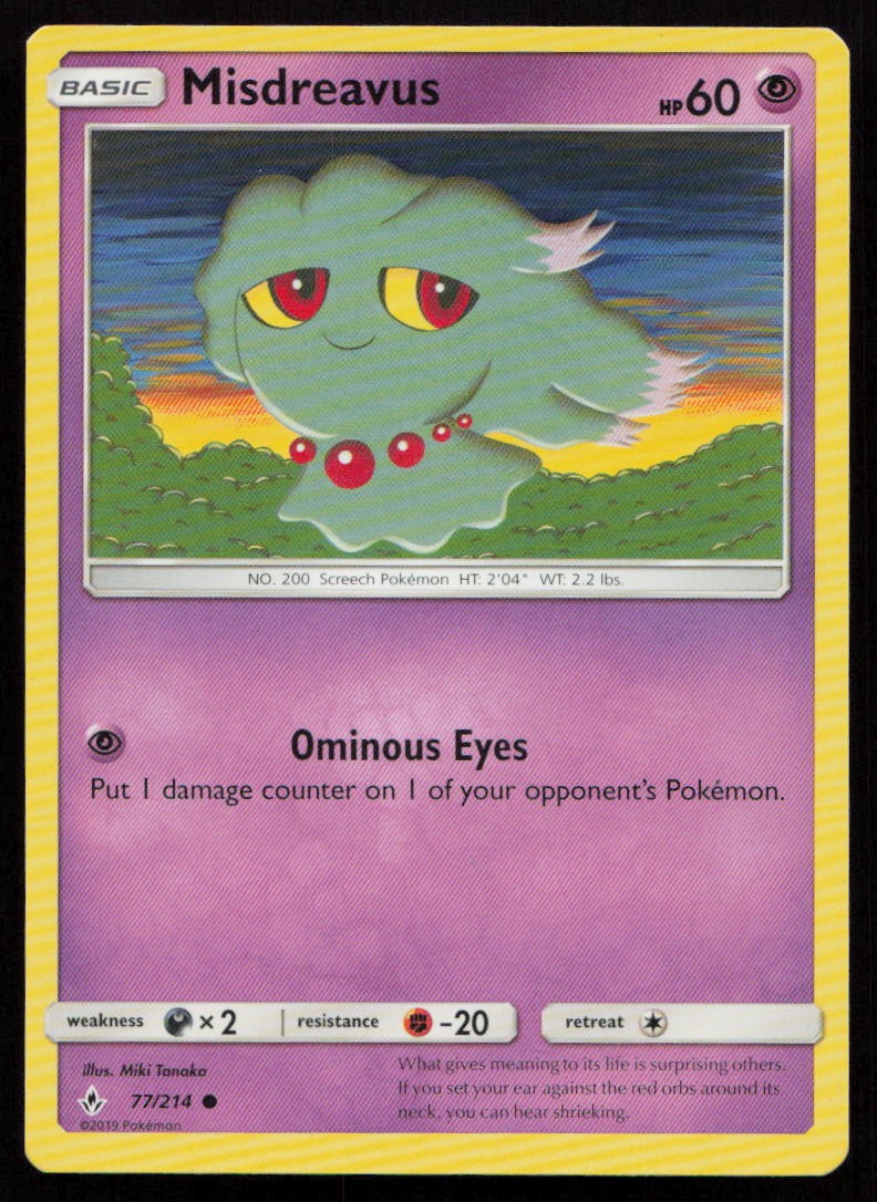 Misdreavus 77/214 Common Unbroken Bonds Pokemon Lightly Played