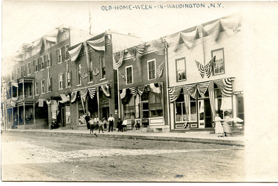 RPPC NY Waddington Old Home Week Patriotic Stores