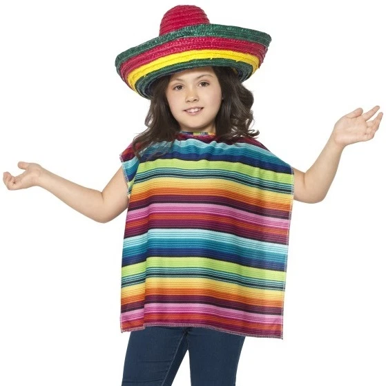 Kit instantáneo de disfraz mexicano para niños poncho y sombrero para niños de Smiffys Foto 2 de 2