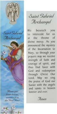 Saint Gabriel the Archangel Medal with Laminated Holy Card Bookmark, 7 3/8 In