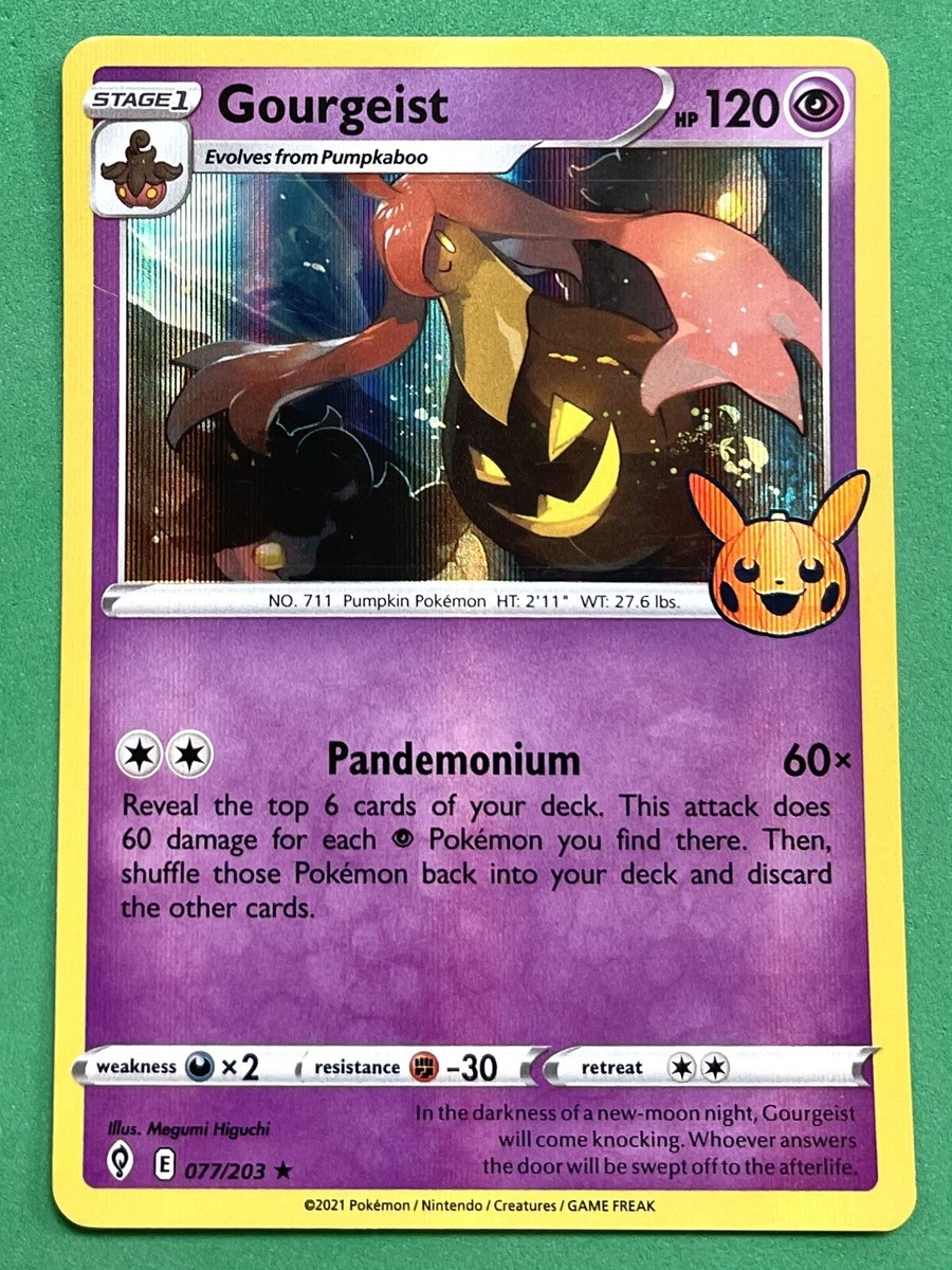 2021 Pokmon TCG GOURGEIST Trick or Trade Halloween BOOster 077/203 Holo  Rare NM