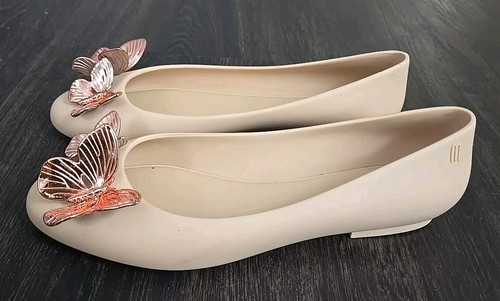 Ballerine Melissa bambola 3D oro rosa farfalle misura 7. Nuovo senza scatola - Foto 4 di 5