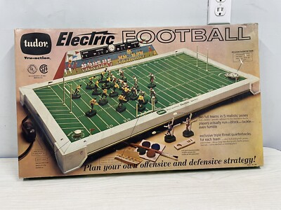 Vtg 1960s Tudor NFL Electric Football Game Orig Box-Parts or