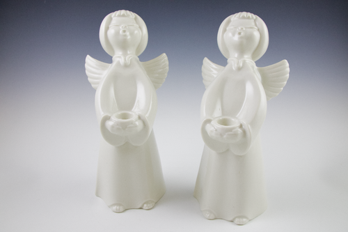 De Colección Dresde Alemania Porcelana Blanca Coro de Navidad Ángel Cantante Portavelas - Imagen 4 de 11