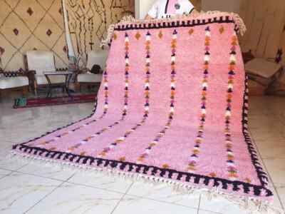Pink genuine Moroccan Beni Ourain rug Carpet Soft Shag Artistic Oriental checker