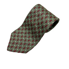 Brooks Brothers Makers Tie Men's Green All Linen Paisley Necktie Handmade In USA