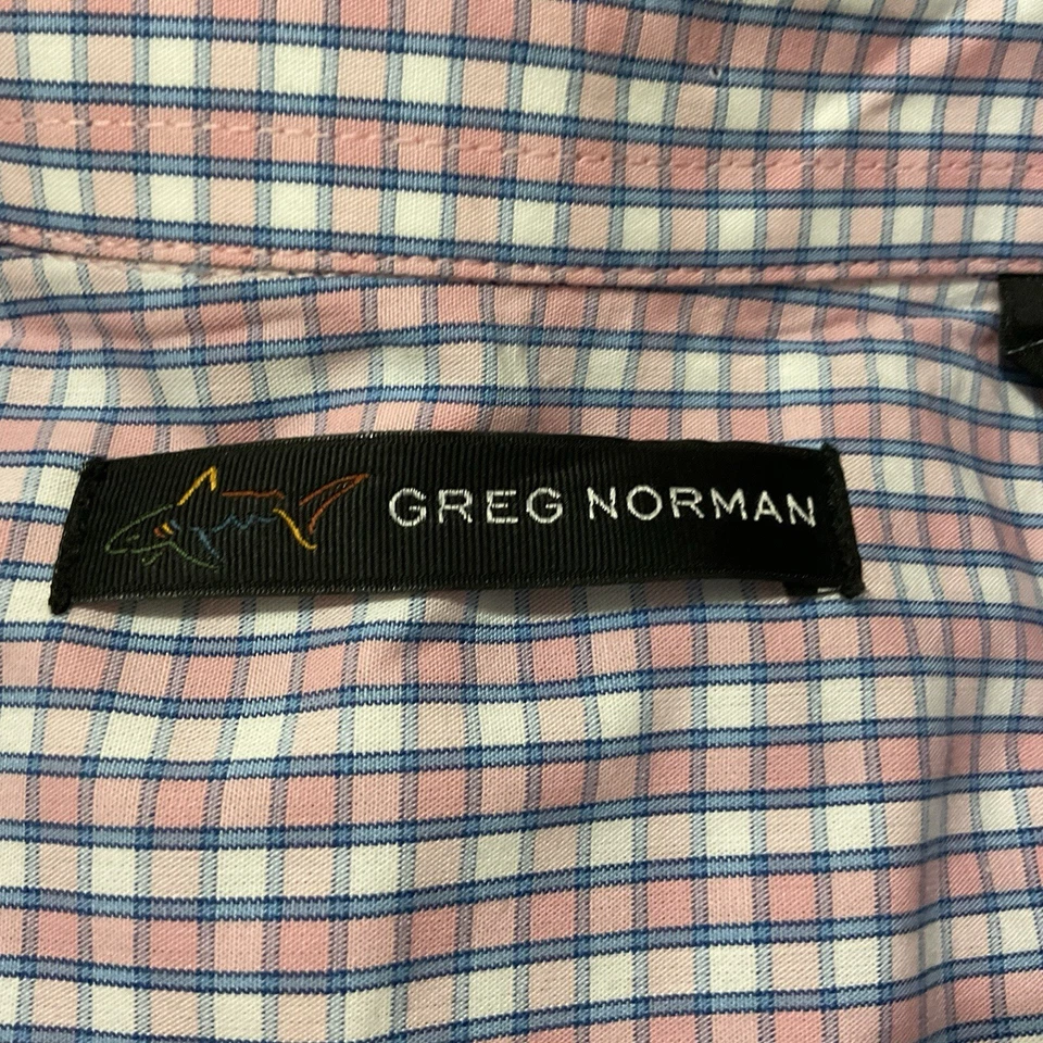 Camisa de algodón Greg Norman multicolor a cuadros con botones para hombre XL logotipo de tiburón Foto 4 de 4