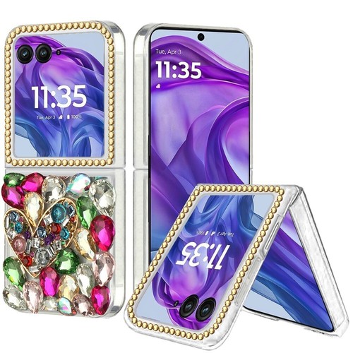 Coque intégrale strass pour Motorola Razr 2024/+2025 cristal brillant transparent 3D - Photo 19 sur 33
