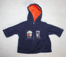 Gymboree Navy Blue Hoodie Jacket Full Zip Hood Embroidered Control Panel 3-6 M