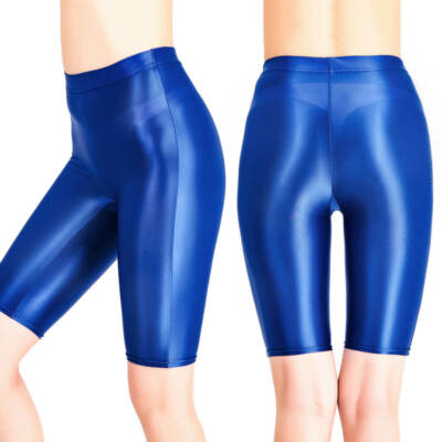 Women's Spandex Short Pants Leggings Wet Look Glitter Running Gym