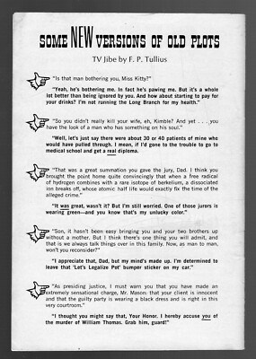 1965 TV JIBE ARTICLE ~ MISS KITTY GUNSMOKE AMANDA BLAKE ~ THE FUGITIVE