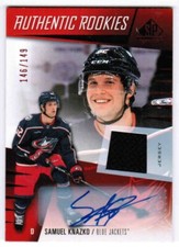 23/24 2023 SP GAME USED SAMUEL KNAZKO #242 AUTHENTIC ROOKIES AUTO JERSEY /149