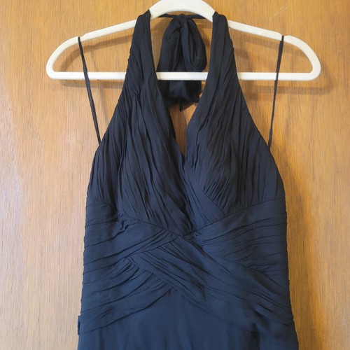 Jones New York schwarz 100 % Seide Neckholder Partykleid Damen Größe 8 - Bild 2 von 12