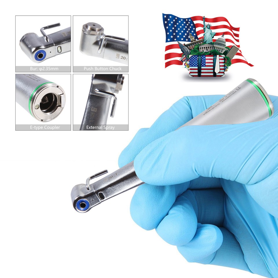 Pièce à Main Dentaire à Faible Vitesse Type NSK - Angle Contraire 20:1, à Fibre Optique LED, Pour Implantologie