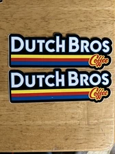 Dutch Bros Classic Logo Spellout Stripe Sticker Decal Lot Of 2