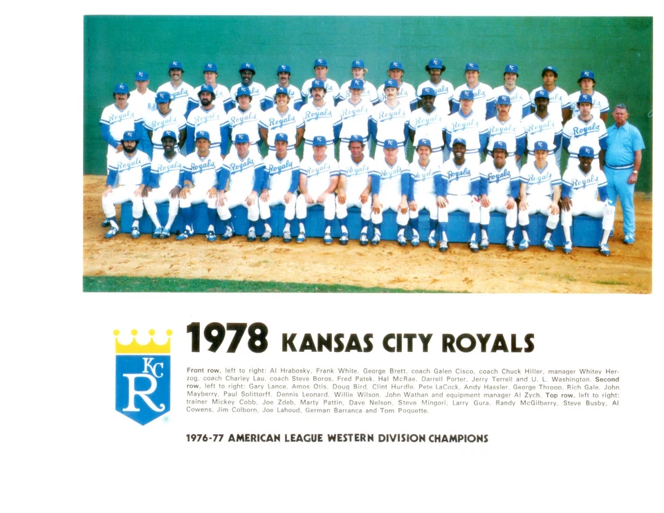 1978 KANSAS CITY ROYALS 8X10 TEAM PHOTO BRETT LAU BASEBALL AL WEST DIV CHAMPS