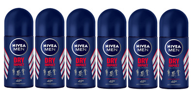 Deodorant Nivea Men Dry Impact Antiperspirant Roll-On 50Ml / 1.69oz Ea (6 Pack)