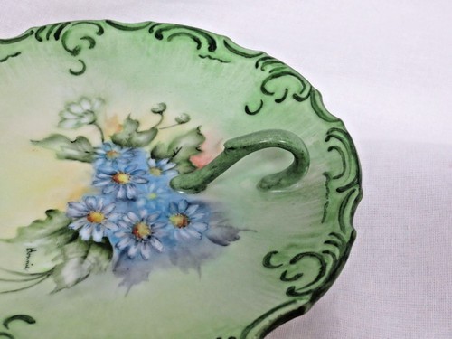 Hand Painted Floral 6" Round Trinket Dish Plate with Small Handle - Imagen 2 de 4