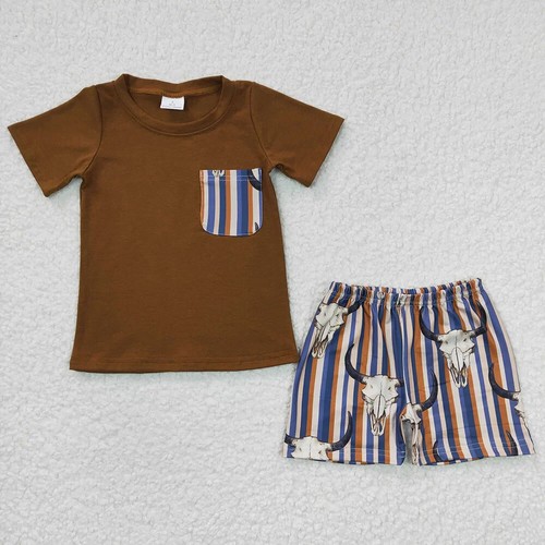 Sibling Boys Brother Clothing Summer Cowboy Western Shorts Set - Picture 11 of 13