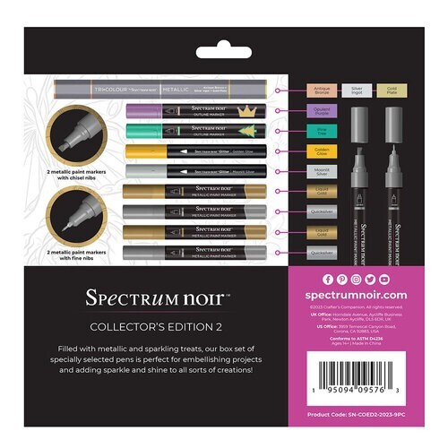 Spectrum Noir - 9pc TRI COLOR METALLIC EMBELLISHING MARKERS SCRAPBOOKING CRAFTS - Picture 2 of 3